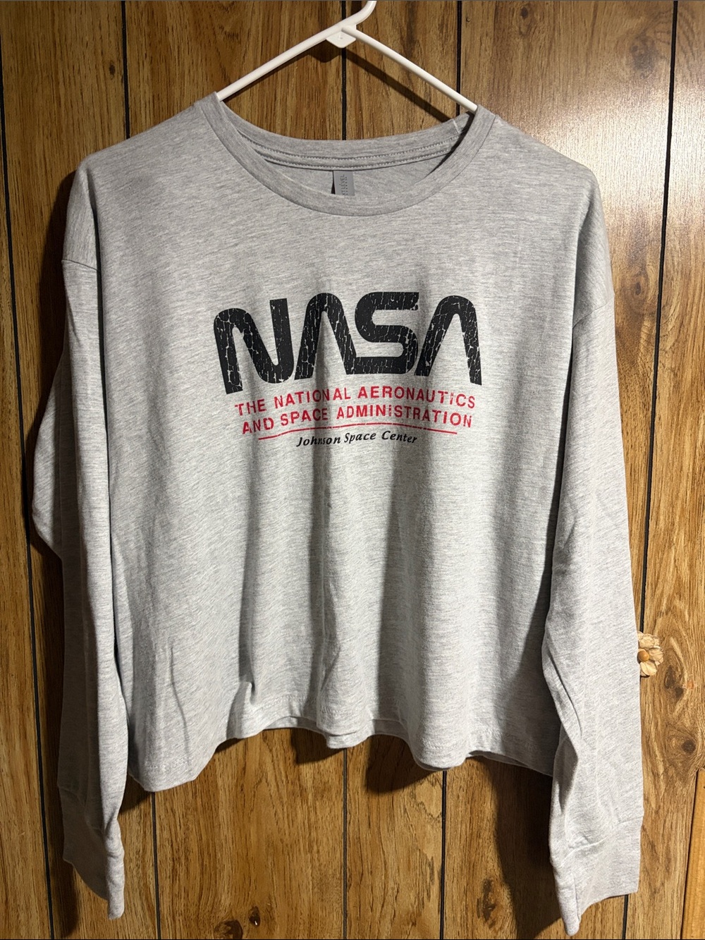 NASA Logo Gray Long-Sleeve Crop Tee